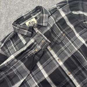 Old Mill Flannel Shirt 2XL Black Gray Plaid Button Down Men's